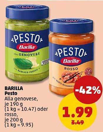 BARILLA Pesto 190 g Genovese oder 200 g Rosso - Jetzt nur 1,99 €