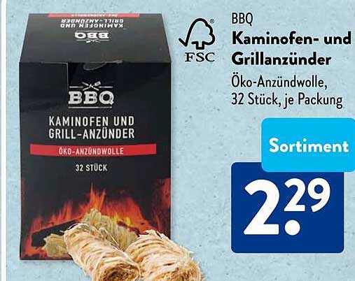 BBQ Kaminofen- und Grillanzünder Öko-Anzündwolle, 32 Stück