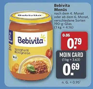 Bebivita Menüs Spaghetti Bolognese – 190 g-Glas