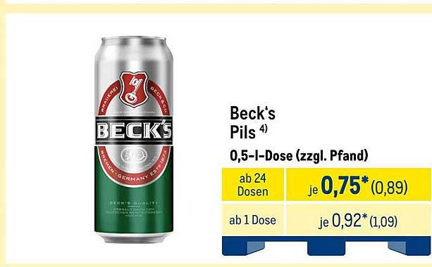 Beck's Pils 0,5-l-Dose (zzgl. Pfand)