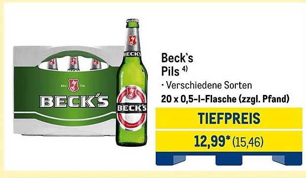 Beck's Pils 20 x 0,5-l-Flasche (zzgl. Pfand)