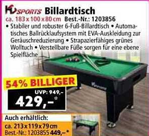 Billardtisch HD SPORTS 6-Fuß - 54% Rabatt!