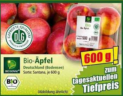 Bio-Äpfel 600 g (Santana) zum tagesaktuellen Tiefpreis