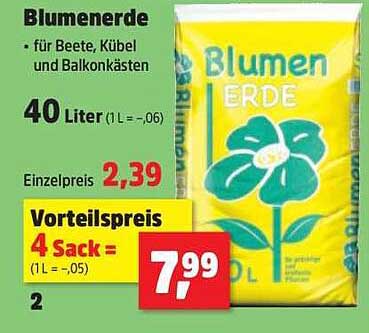 Blumenerde für Beete, Kübel und Balkonkästen - 40 Liter
