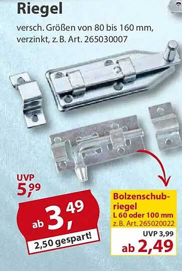 Bolzenschnappriegel für Türen und Fenster