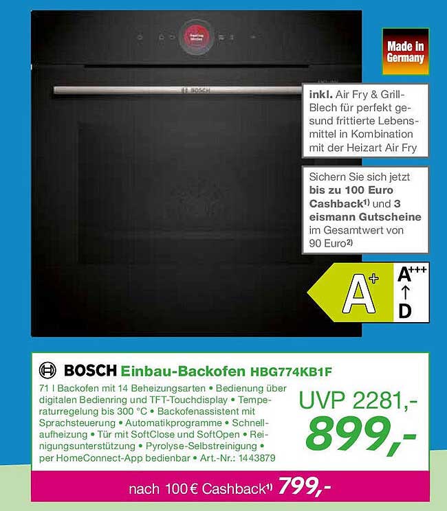 BOSCH Einbau-Backofen HBG774KB1F