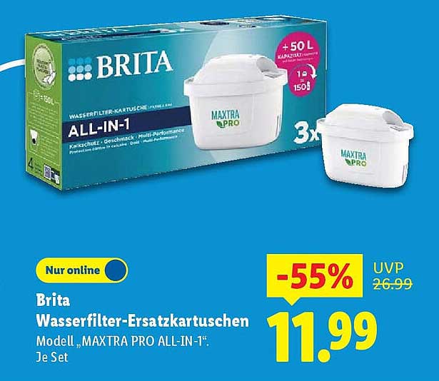 Brita Wasserfilter-Ersatzkartuschen Modell „MAXTRA PRO ALL-IN-1“: Je Set