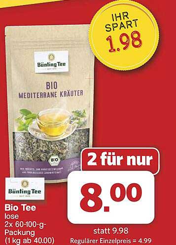 Bünting Bio Tee - Mediterrane Kräuter 2 für nur 8,00 €