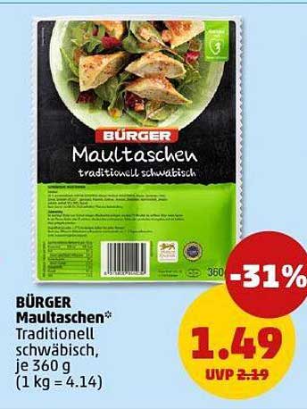BÜRGER Maultaschen* Traditionell schwäbisch, je 360 g