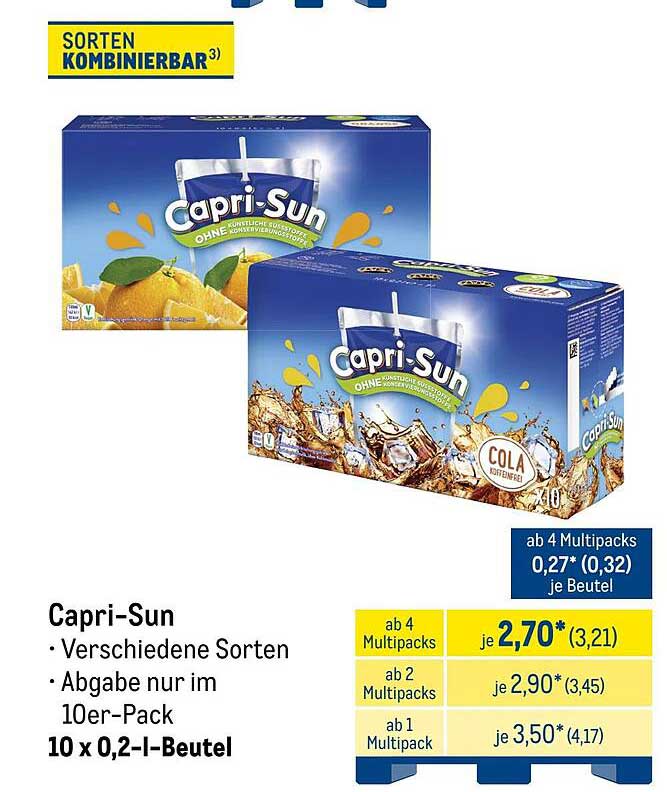 Capri-Sun - 10 x 0,2-l-Beutel in verschiedenen Sorten