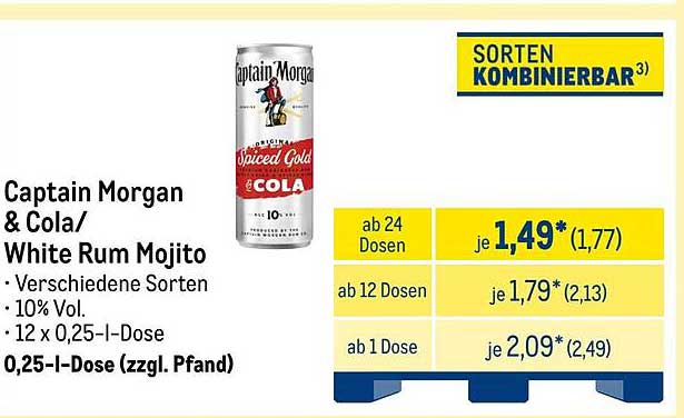 Captain Morgan & Cola / White Rum Mojito - Verschiedene Sorten