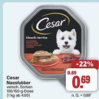 Cesar Nassfutter verschiedene Sorten 100/150-g-Dose