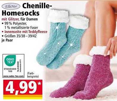 Chenille-Homesocks mit Glitzer, für Damen