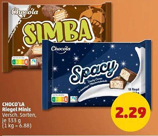 CHOCO'LÁ Riegel Minis, Versch. Sorten, je 333 g