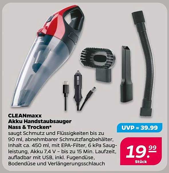 CLEANmaxx Akku Handstaubsauger Nass & Trocken