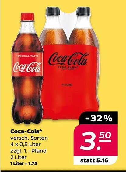 Coca-Cola 4 x 0,5 Liter - Verschiedene Sorten