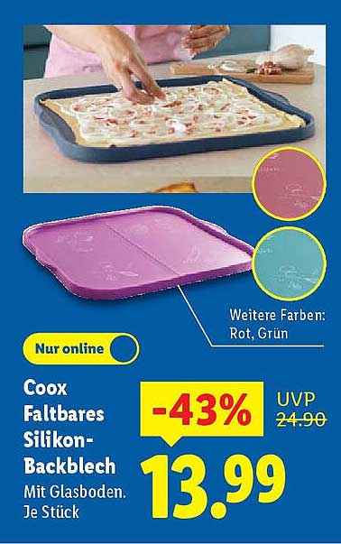 Coox Faltbares Silikon-Backblech mit Glasboden - Nur online erhältlich