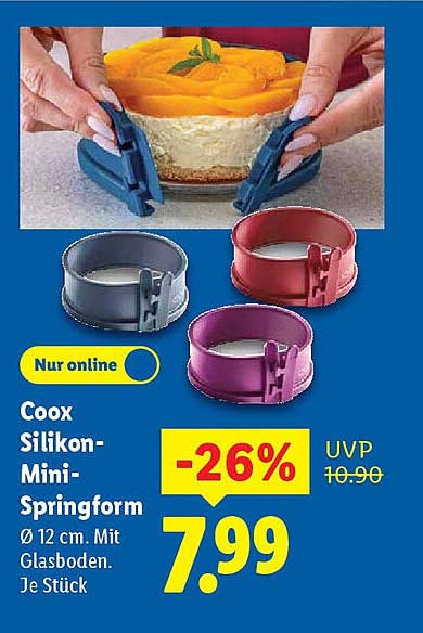 Coox Silikon-Mini-Springform Ø 12 cm mit Glasboden - Nur online!