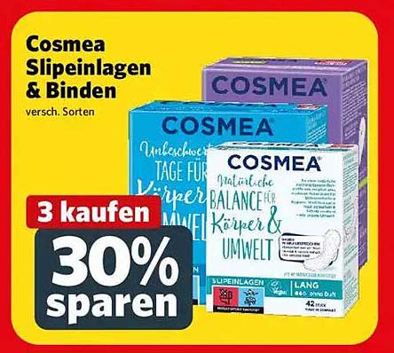 Cosmea Slipeinlagen & Binden - 30% sparen bei Kauf von 3!