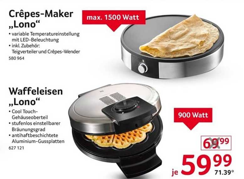 Crêpes-Maker „Lono“ und Waffeleisen „Lono“
