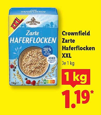 Crownfield Zarte Haferflocken XXL Je 1 kg