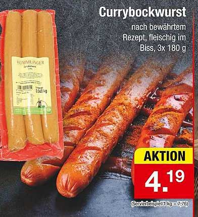 Currybockwurst nach bewährtem Rezept, fleischig im Biss, 3x 180 g