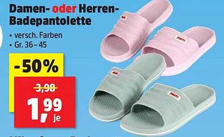 Damen- oder Herren-Badepantoletten - 50% Rabatt