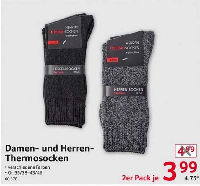 Damen- und Herren-Thermosocken – 2er Pack