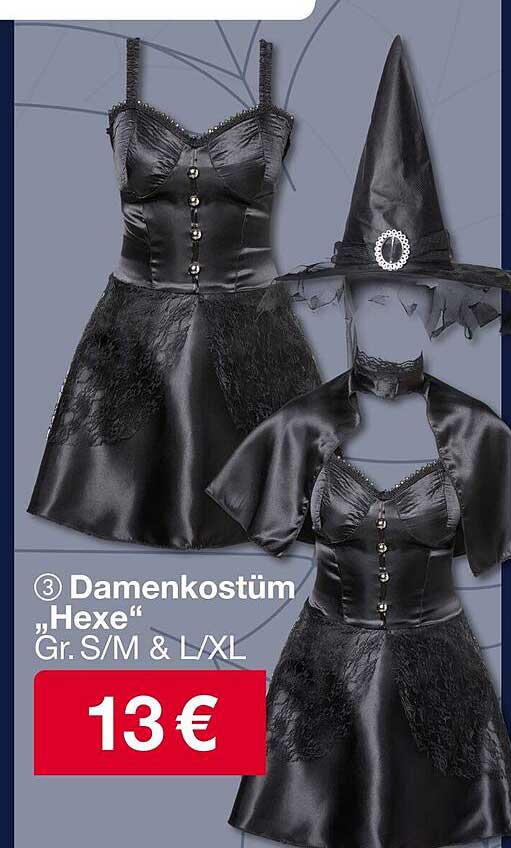 Damenkostüm „Hexe“ Gr. S/M & L/XL