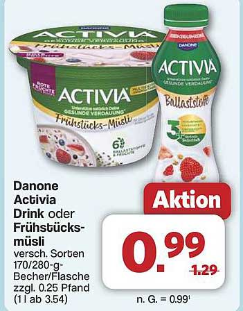Danone Activia Drink oder Frühstücks-Müsli