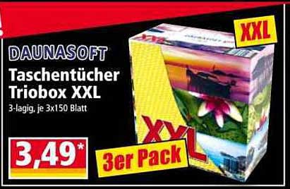 DAUNASOFT Taschentücher Triobox XXL - 3er Pack