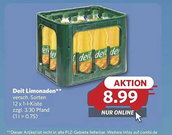 Deit Limonaden - verschiedene Sorten 12 x 1-L-Kiste