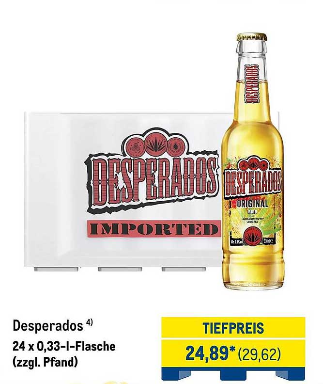 Desperados 24 x 0,33-I-Flasche (zzgl. Pfand)