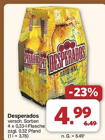 Desperados 4 x 0,33-l-Flasche - Verschiedene Sorten
