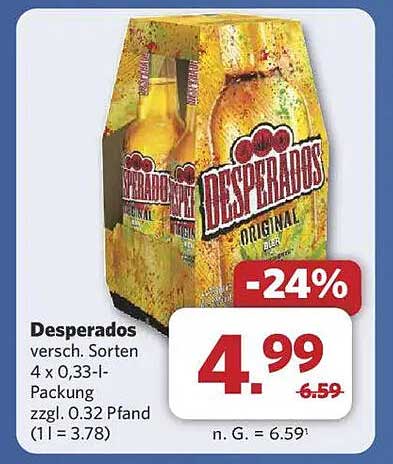 Desperados 4 x 0,33 l - Verschiedene Sorten