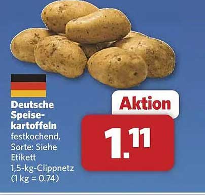 Deutsche Speisekartoffeln festkochend, 1,5-kg-Clippnetz