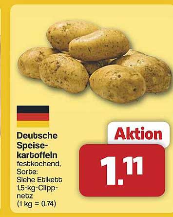 Deutsche Speisekartoffeln festkochend, 1,5-kg-Clippnetz