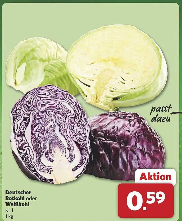 Deutscher Rotkohl oder Weißkohl (1 kg)