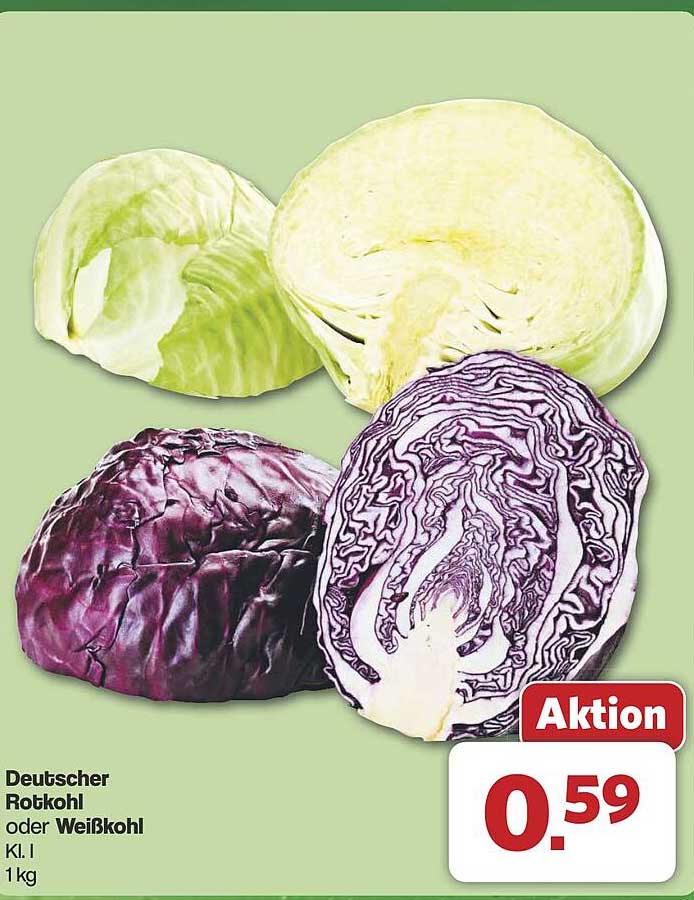 Deutscher Rotkohl oder Weißkohl 1 kg
