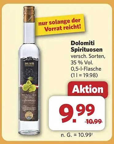 Dolomiti Spirituosen 0,5-l-Flasche, 35 % Vol.