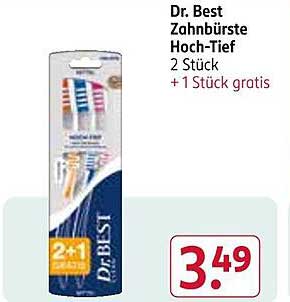 Dr. Best Zahnbürste Hoch-Tief 2 Stück + 1 Stück gratis