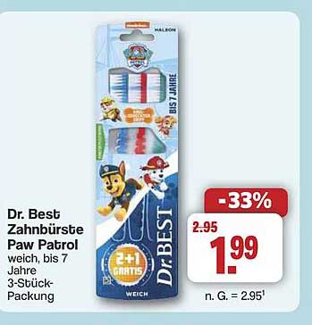 Dr. Best Zahnbürste Paw Patrol weich, bis 7 Jahre 3-Stück-Packung