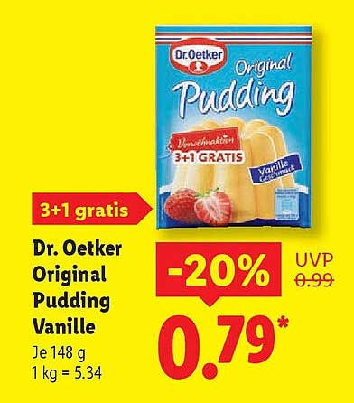 Dr. Oetker Original Pudding Vanille 3+1 Gratis