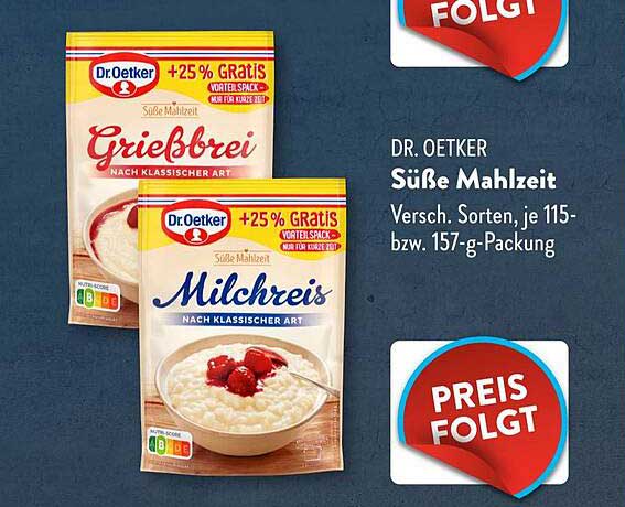 Dr. Oetker Süße Mahlzeit Grießbrei und Milchreis