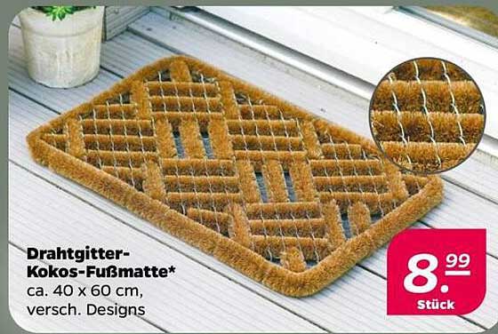 Drahtgitter-Kokos-Fußmatte* ca. 40 x 60 cm, versch. Designs