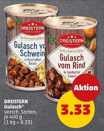 DREISTERN Gulasch von Schwein und Rind, 400 g