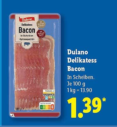 Dulano Delikatess Bacon in Scheiben