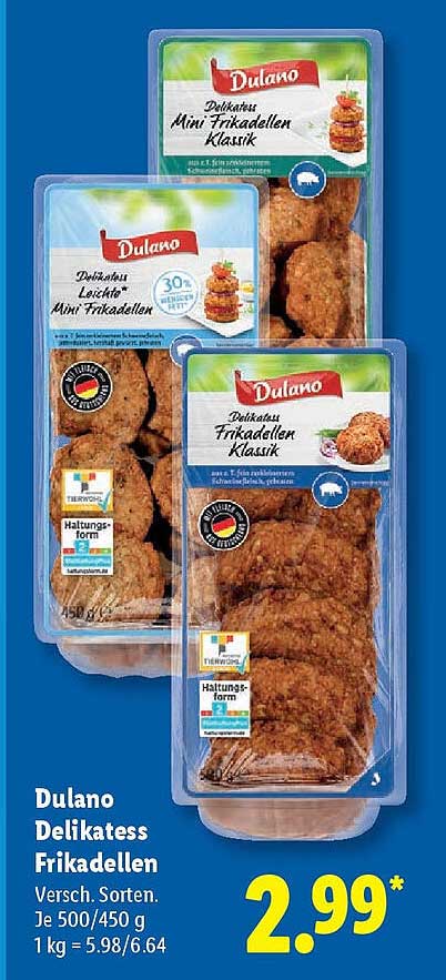 Dulano Delikatess Frikadellen - Verschiedene Sorten