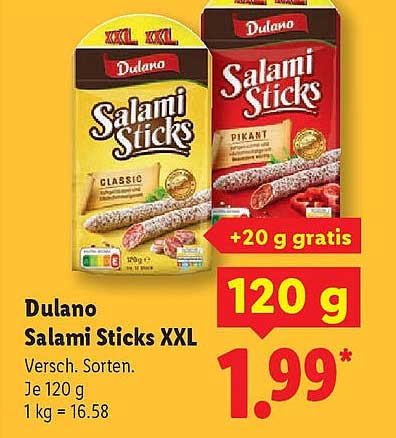 Dulano Salami Sticks XXL 120 g - Verschiedene Sorten