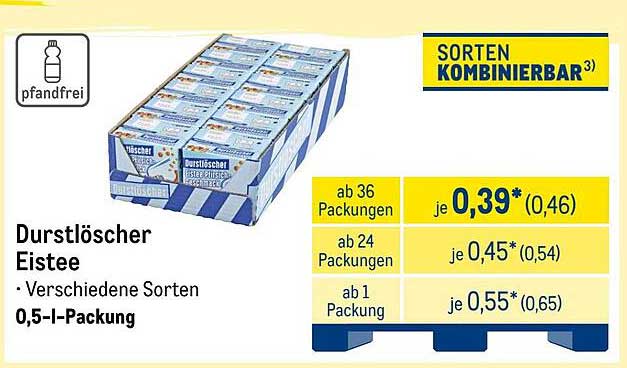 Durstlöscher Eistee – Verschiedene Sorten, 0,5-l-Packung